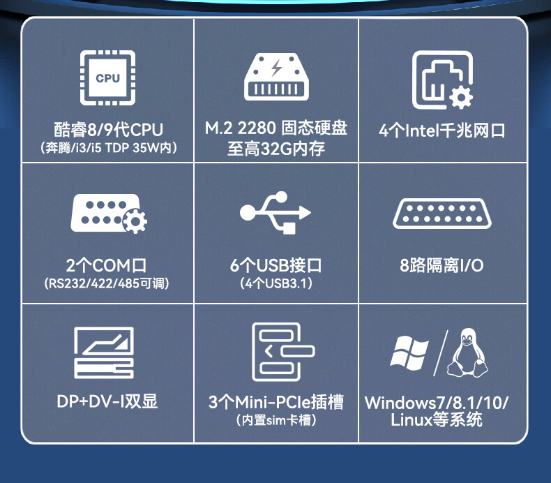 東田無風(fēng)扇嵌入式工控機,環(huán)境監(jiān)測工業(yè)電腦,DT-3004-H310