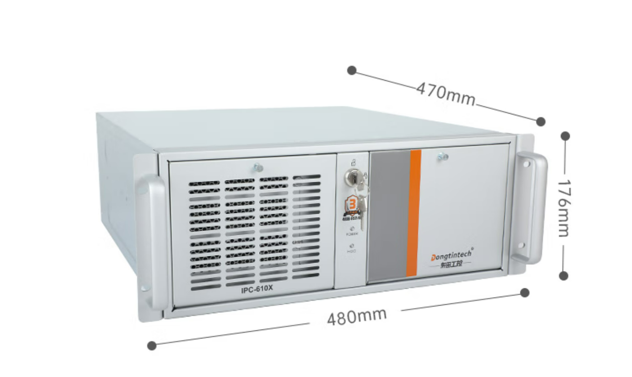 　這款機(jī)器采用了DT-610X機(jī)箱和DT-WR680MA主板。整體為銀灰色。采用了熱浸鍍鋅薄鋼板，防銹、耐候性強(qiáng)。并且它的防銹蝕性特別好，-般環(huán)境防蝕效果可達(dá)30-50年，熱浸鍍鋅薄鋼板外形美觀，加工容易。尺寸為430（481.6帶耳朵）*470*176mm（寬*深*高）,約重23kg，便于搬運(yùn)。
